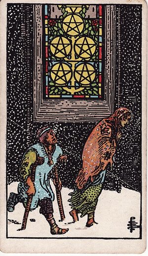 Five of Pentacles tarot card